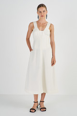Oroton Bodice Detail Dress in Cream and 58% Viscose 42% Linen for Women