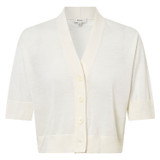 Oroton Short Sleeve Cropped Cardi in Cream and 100% Merino Wool for Women