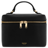 Front product shot of the Oroton Harvey Medium Beauty Case in Black and Smooth Leather for Women