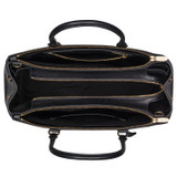 Internal product shot of the Oroton Inez 15" City Tote in Black and Shiny Soft Saffiano for Women