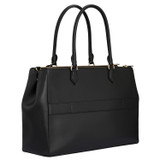 Back product shot of the Oroton Inez 15" City Tote in Black and Shiny Soft Saffiano for Women