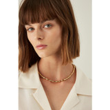 Profile view of model wearing the Oroton Bamboo Fine Necklace in Gold and Brass Base With 18CT Gold Plating for Women