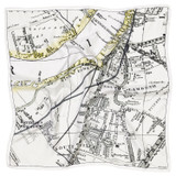 Front product shot of the Oroton Map Scarf in Antique Cream and 100% Silk for Women