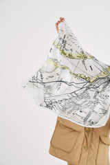 Oroton Map Scarf in Antique Cream and 100% Silk for Women