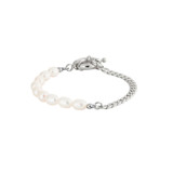 Front product shot of the Oroton Adalyn Pearl Bracelet in Silver/White and  for Women