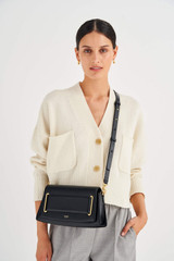 Oroton Perry Day Bag in Black and Smooth Leather for Women