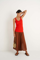 Oroton Pleat Skirt in Cognac and 100% Polyester for Women
