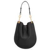 Front product shot of the Oroton Lyla Hobo in Black and Pebble Leather for Women
