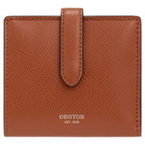 Front product shot of the Oroton Muse 9 Credit Card Fold Wallet in Cognac and Saffiano / Smooth for Women