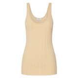 Front product shot of the Oroton Rib Tank in Creamed Honey and 77% Viscose 23% Polyester for Women