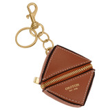 Front product shot of the Oroton Patch Triangle Key-Ring Pouch in Brandy and Smooth Leather for Women
