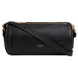 Front product shot of the Oroton Margot Drum Bag in Black and Pebble Leather for Women