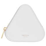 Front product shot of the Oroton Zoey Triangle Pouch in Pure White and Recycled Leather for Women