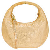 Detail product shot of the Oroton Tulip Metallic Mini Day Bag in Gold and Pebble Leather for Women