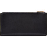 Back product shot of the Oroton Muse Slim Zip Wallet in Black and Two Tone Saffiano/Split Leather for Women