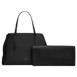 Front product shot of the Oroton Margot Baby Bag & Mat in Black and Pebble Leather for Women