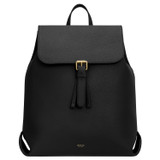 Front product shot of the Oroton Margot Large Backpack in Black and Pebble Leather for Women