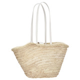 Back product shot of the Oroton Madison Medium Tote in White/Natural and Smooth Leather and Woven Straw for Women