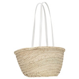 Oroton Madison Small Tote in White/Natural and Smooth Leather and Woven Straw for Women