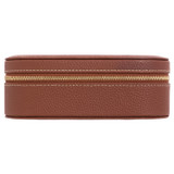 Front product shot of the Oroton Margot Medium Jewellery Case in Whiskey and Pebble Leather for Women