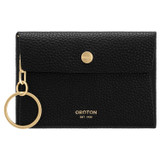 Front product shot of the Oroton Margot Keyring Pouch in Black and Pebble leather for Women