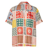 Oroton Quilt Print Camp Shirt in Bone and 100% Silk for Women