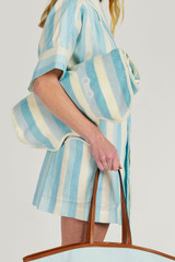 Oroton Ric Rac Stripe Towel in Horizon and Cotton Terry Towelling for Women