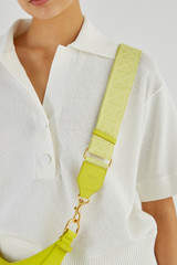 Oroton Logo Webbing Bag Strap in Bright Chartreuse and Smooth Leather for Women