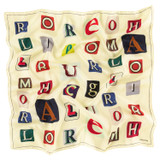 Front product shot of the Oroton Alphabet Silk Scarf in Jute and 100% Silk for Women