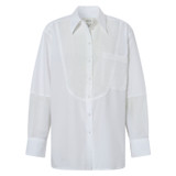 Front product shot of the Oroton Bib Front Dinner Shirt in White and 100% Cotton for Women