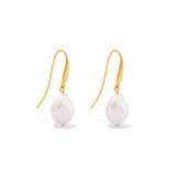 Front product shot of the Oroton Marlee Drop Earrings in Worn Gold/White and 18-karat gold plating for Women