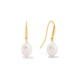 Front product shot of the Oroton Marlee Drop Earrings in Worn Gold/White and 18-karat gold plating for Women