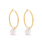 Front product shot of the Oroton Marlee Hoops in Worn Gold/White and 18-karat gold plating for Women