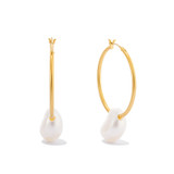 Front product shot of the Oroton Marlee Hoops in Worn Gold/White and 18-karat gold plating for Women
