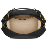 Internal product shot of the Oroton Mica Small Bowler in Black and Embossed leather with smooth leather trims for Women