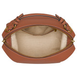 Internal product shot of the Oroton Mica Small Bowler in Brandy and Embossed leather with smooth leather trims for Women