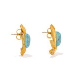 Front product shot of the Oroton Tropea Earrings in Worn Gold/Turquoise and 18-karat gold plating for Women