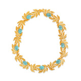 Front product shot of the Oroton Tropea Necklace in Worn Gold/Turquoise and Brass for Women