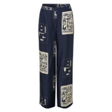 Front product shot of the Oroton Knots & Flag PJ Pant in North Sea and 100% Silk for Women