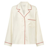 Front product shot of the Oroton Contrast Trim PJ Shirt in Cream and 100% Silk for Women