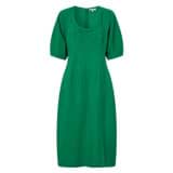 Front product shot of the Oroton Sculptured Dress in Kelly Green and 58% Viscose 42% Linen for Women