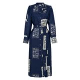 Front product shot of the Oroton Knots & Flag Print Dress in North Sea and 100% Silk for Women