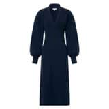Front product shot of the Oroton Long Sleeve Rib Knit Dress in North Sea and 83% Viscose 17 % Polyester for Women