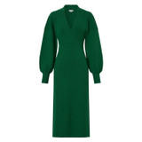 Front product shot of the Oroton Long Sleeve Rib Knit Dress in Juniper Green and 83% Viscose 17 % Polyester for Women