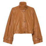 Front product shot of the Oroton Leather Cropped Trench in Wicker and 100% Leather for Women
