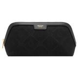 Front product shot of the Oroton Lena Large Beauty Case in Black/Black and Oroton Signature Recycled Jacquard Fabric. Smooth Leather for Women