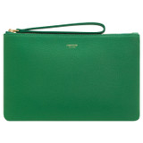 Front product shot of the Oroton Eve Medium Pouch in Emerald and Pebble Leather for Women