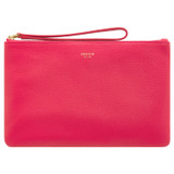 Front product shot of the Oroton Eve Medium Pouch in Peony Pink and Pebble Leather for Women