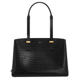 Front product shot of the Oroton Anika Texture 13" Day Bag in Black Croc and Embossed Croc Leather for Women