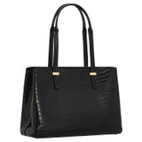 Back product shot of the Oroton Anika Texture 13" Day Bag in Black Croc and Embossed Croc Leather for Women